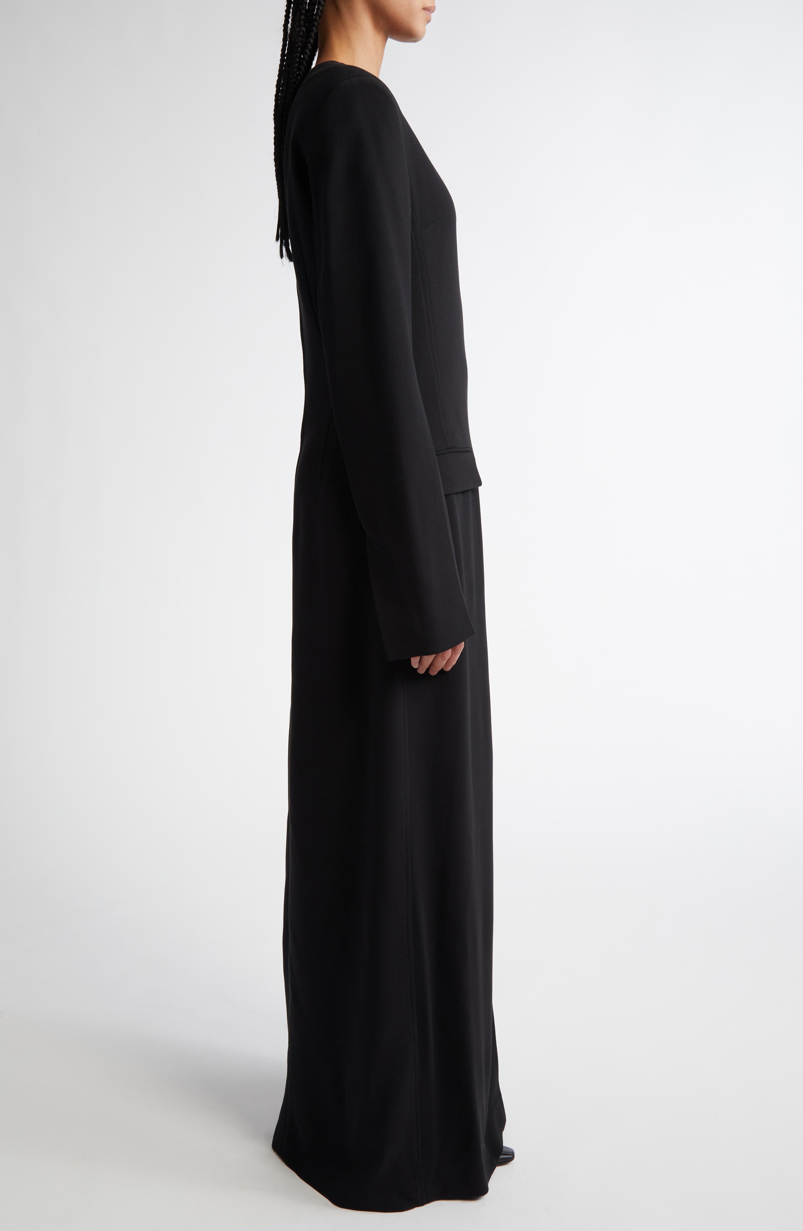 TOTEME Pocket Long Sleeve Evening Dress in Black at Nordstrom - 3