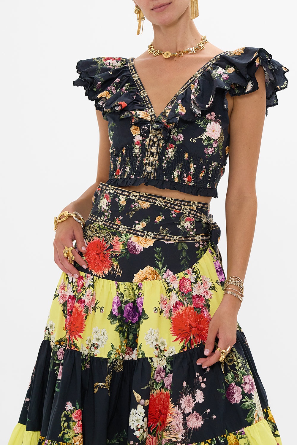 DEEP V FRILL SHORT SLEEVE TOP - 5