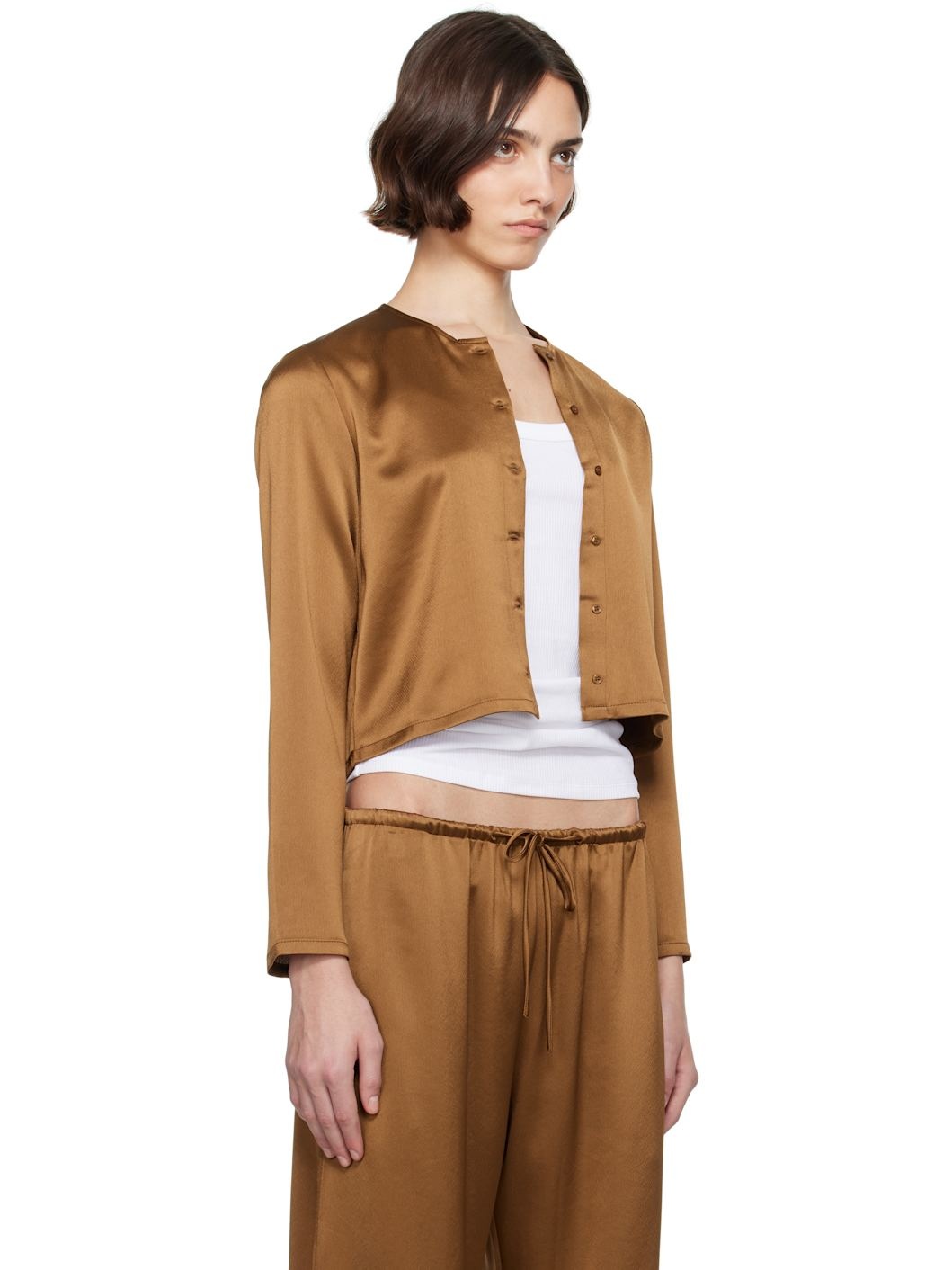 Brown Barb Crew Cardigan - 2