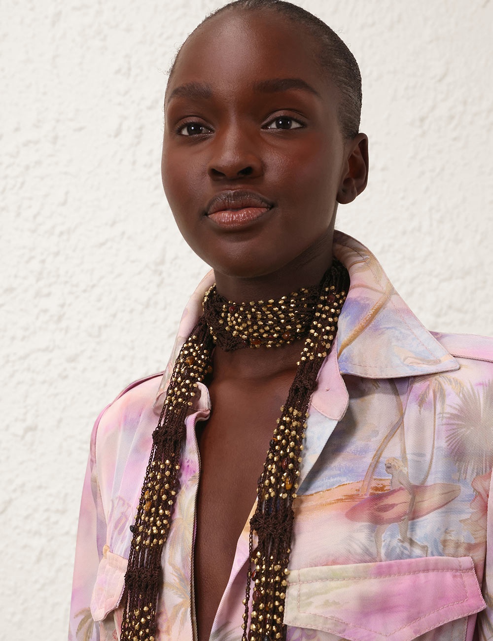BEADED MACRAME NECK SCARF - 3