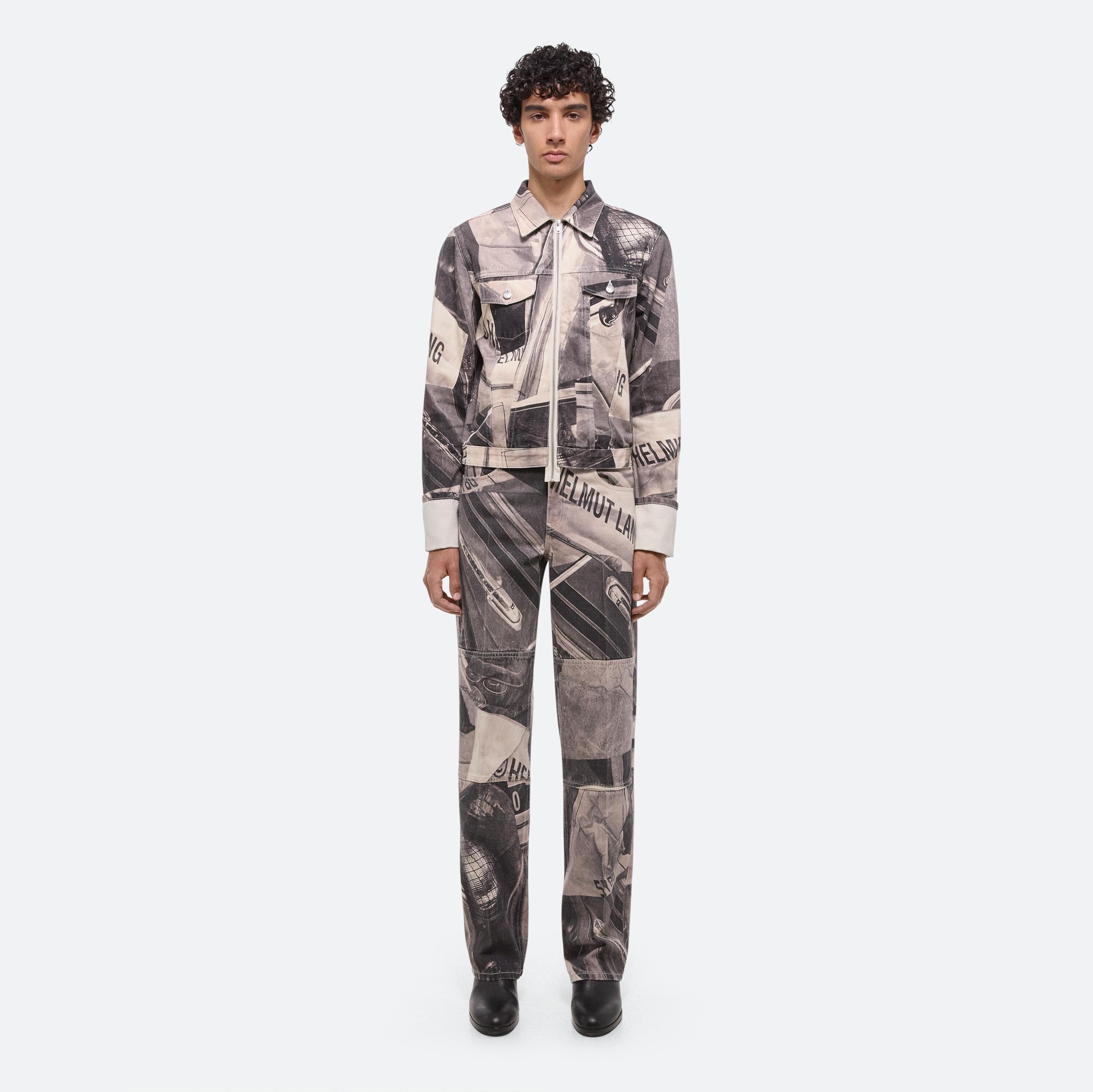 CUFFED PRINTED DENIM TRUCKER JACKET - 3