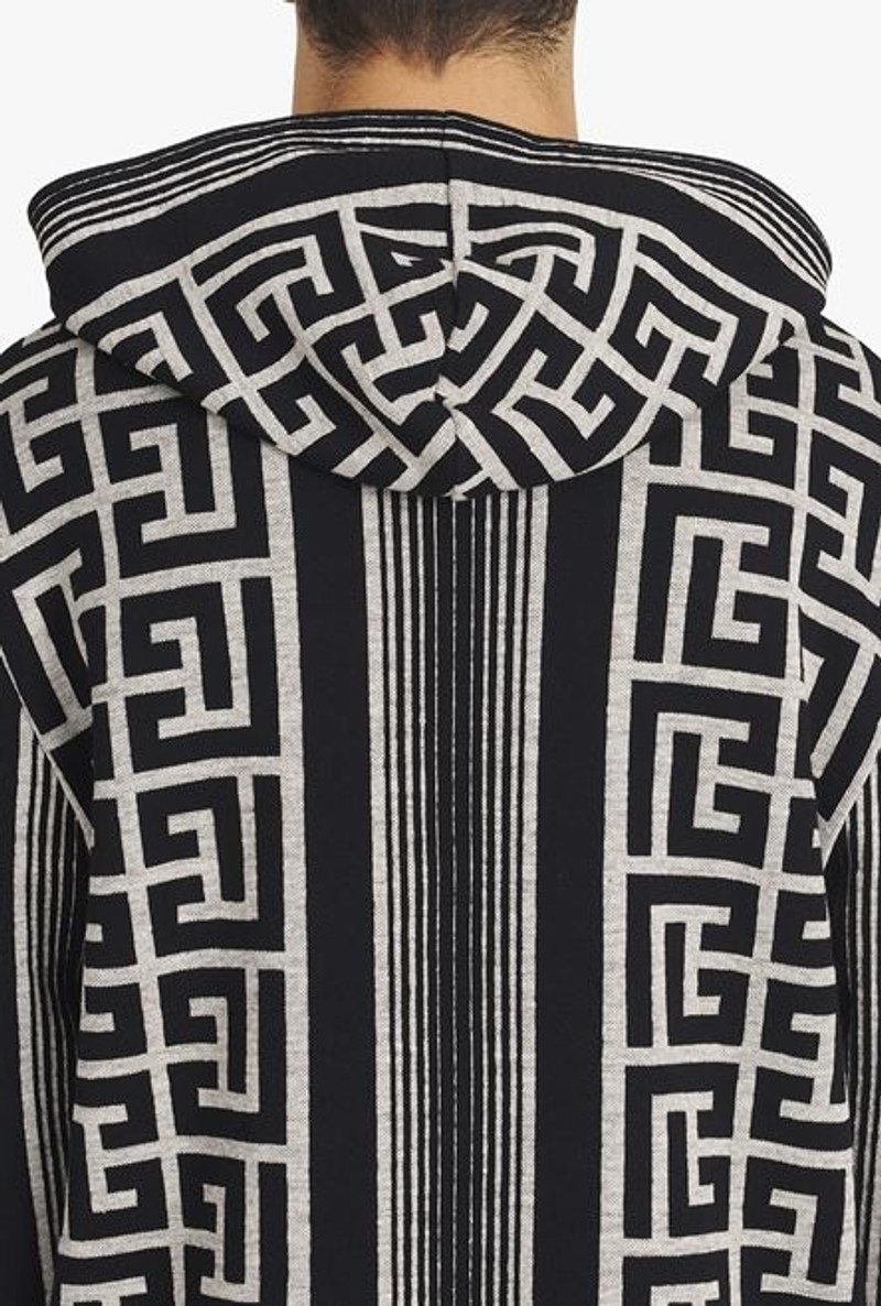Ivory and black wool sweater with maxi Balmain monogram 8