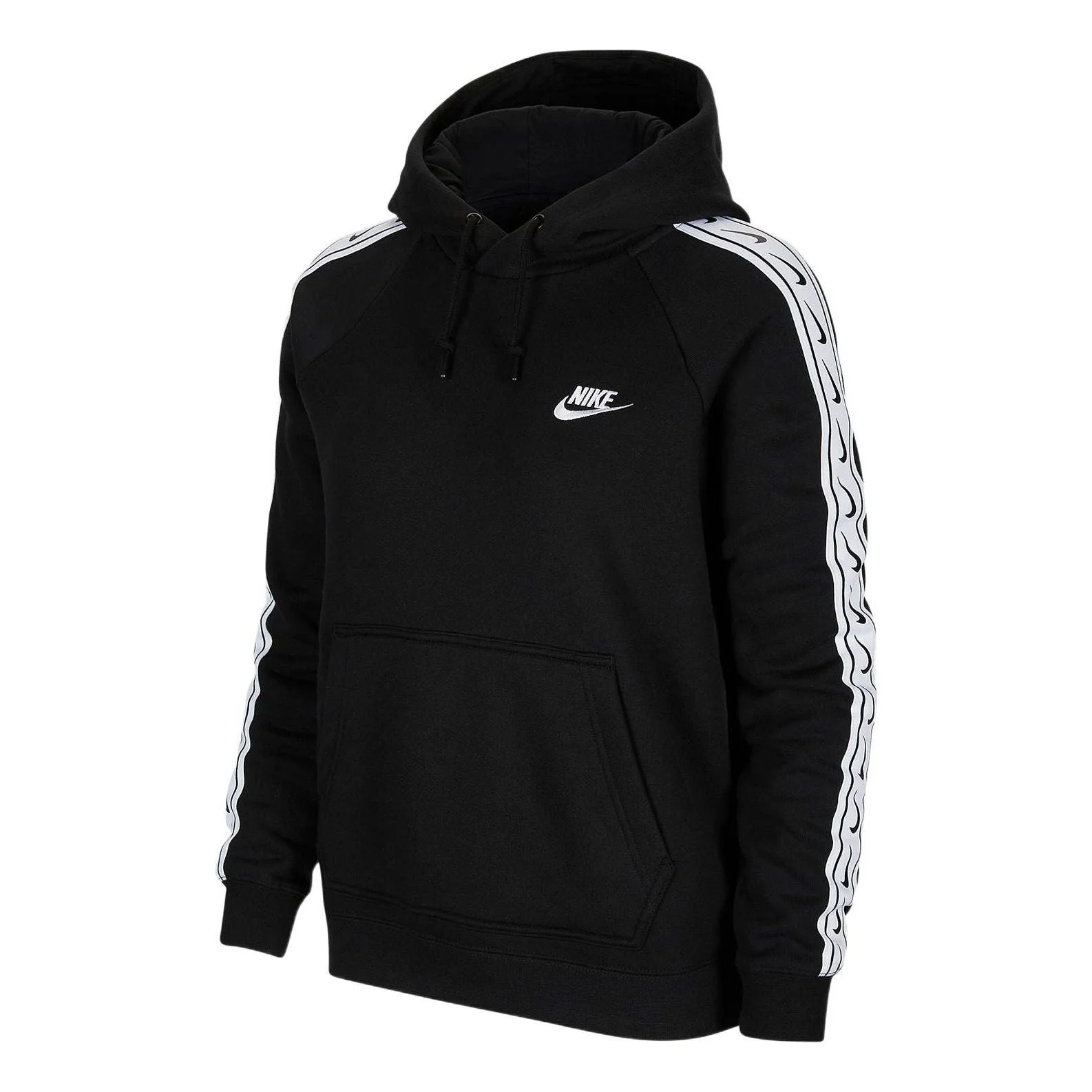 (WMNS) Nike Club Woven Allover Print Hoodie 'Black' CU9262-010 - 1