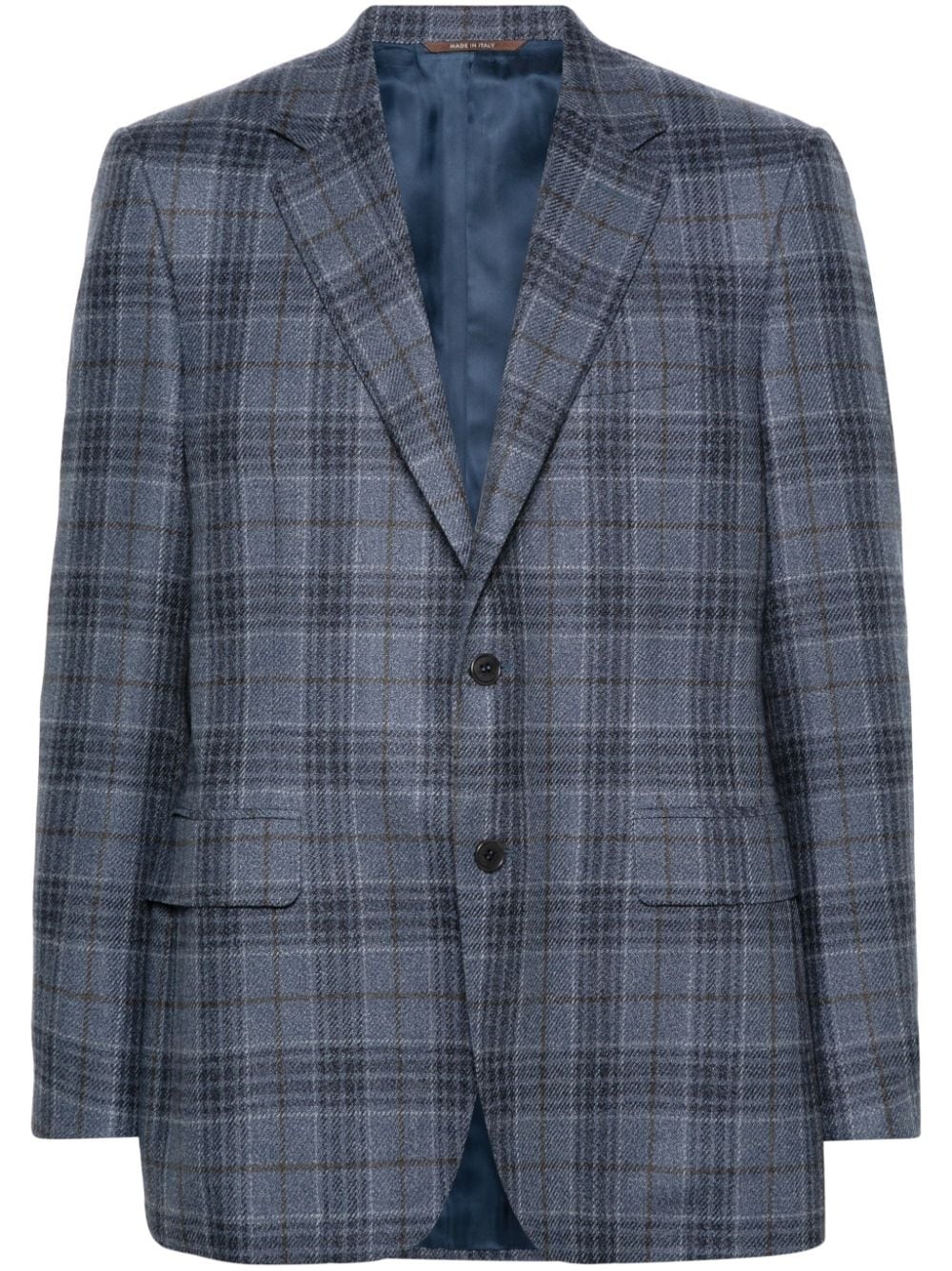 checked single-breasted blazer - 1