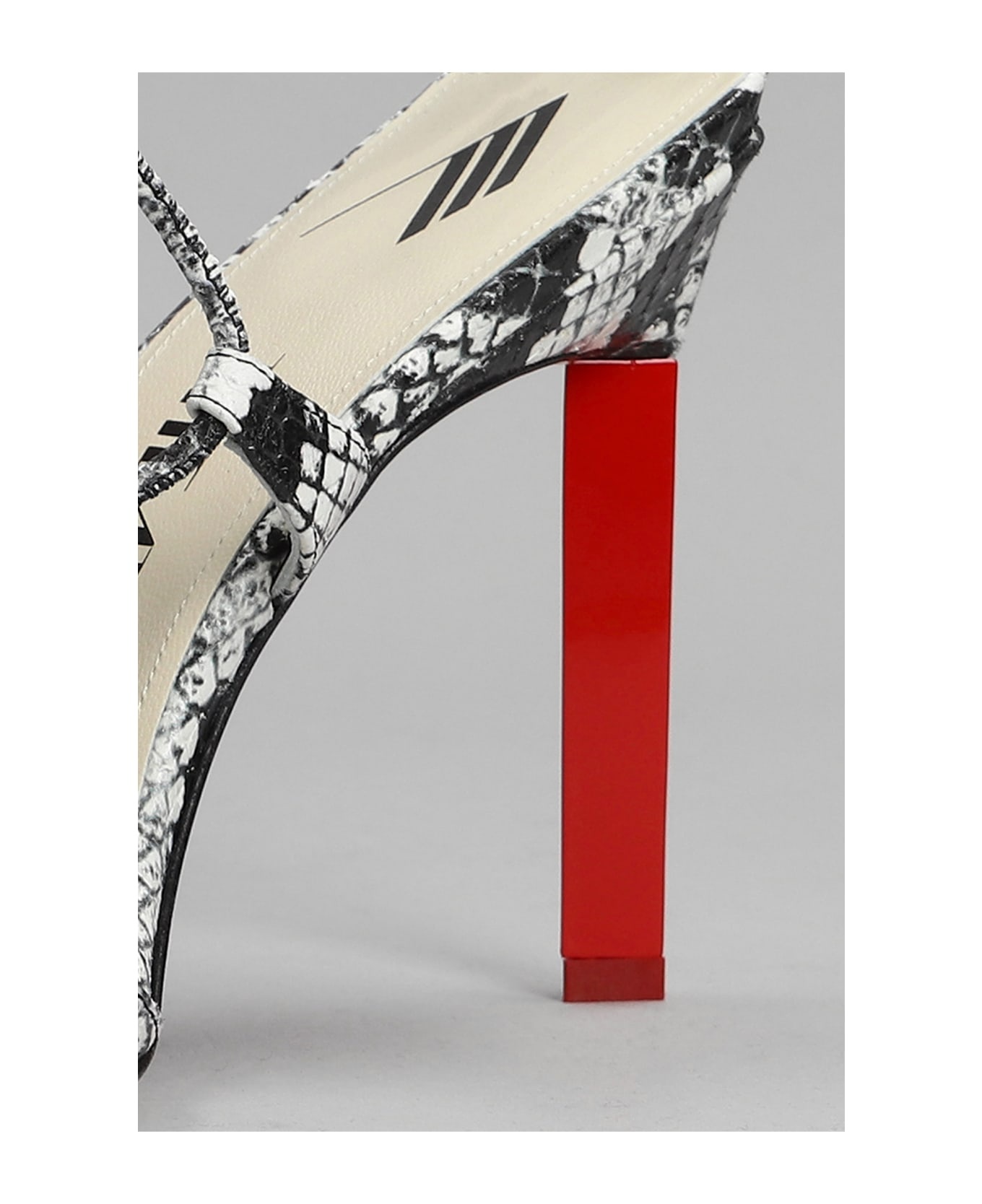 Black And White Python Leather Adele Sandals - 5