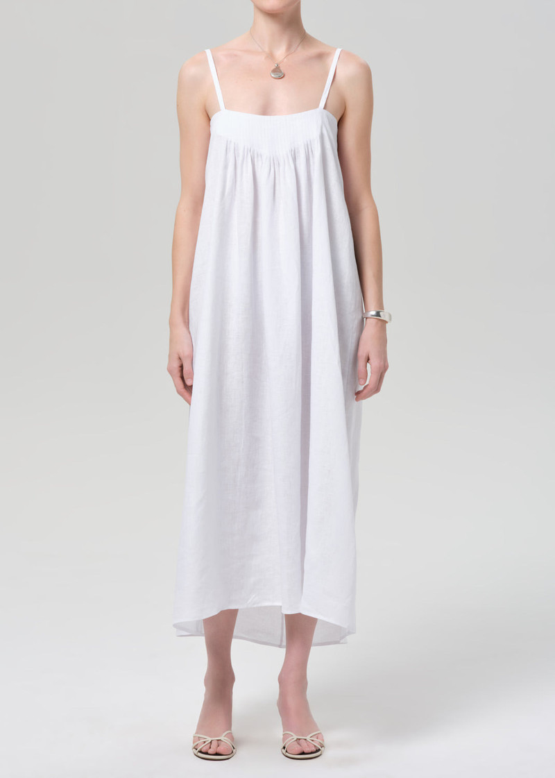 Reva Pintuck Linen Dress In White 1