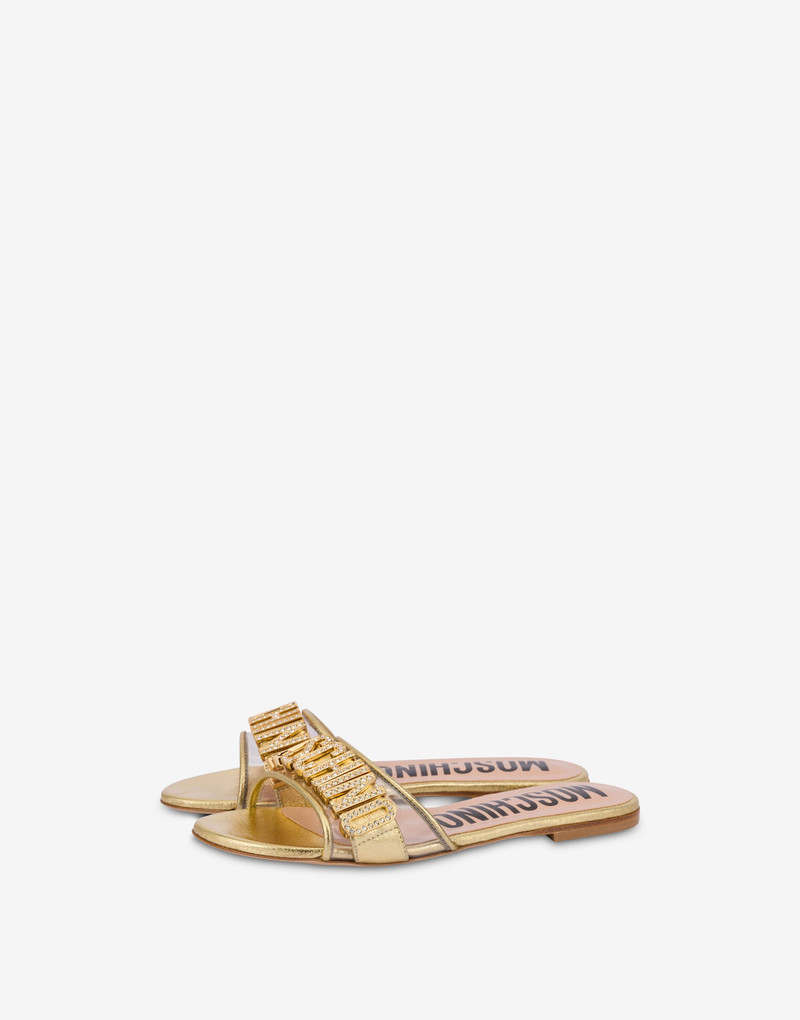 FOILED JEWEL LOGO FLAT SANDALS 1