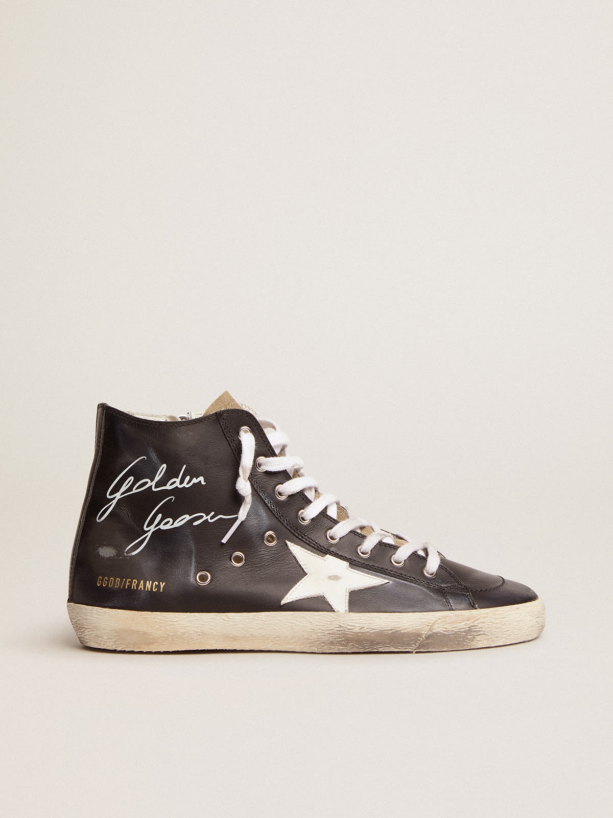 Men's Francy with black leather upper and white leather star - 1