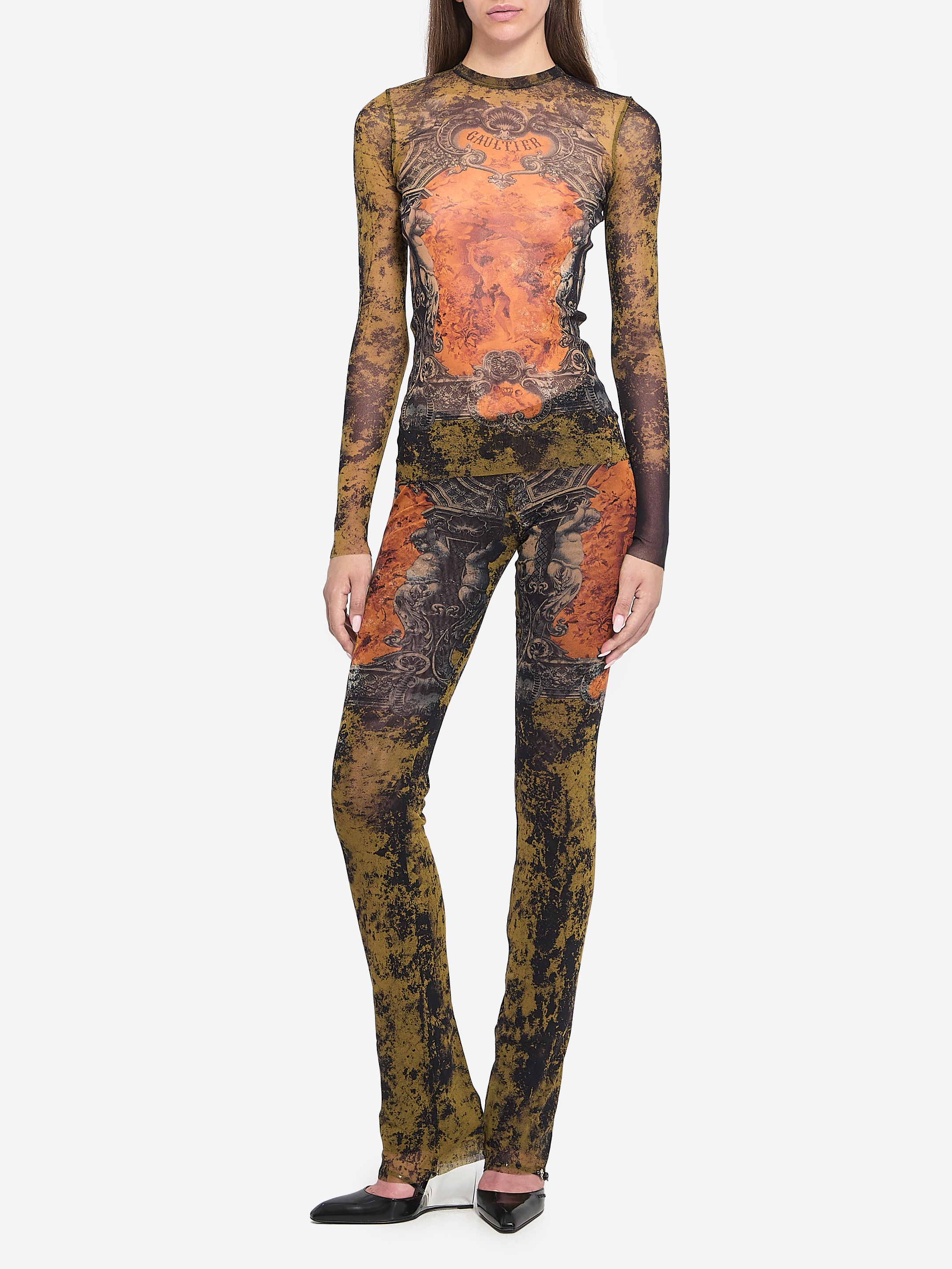 Jean Paul Gaultierトライバル柄 長袖ハイネックトップス美品 Jean Paul Gaultierトライバル柄 長袖ハイネックトップス美品