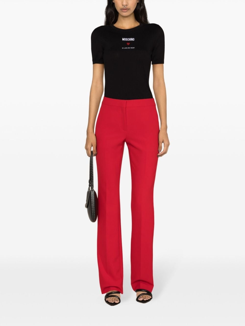 logo-embroidered cotton knitted top - 2