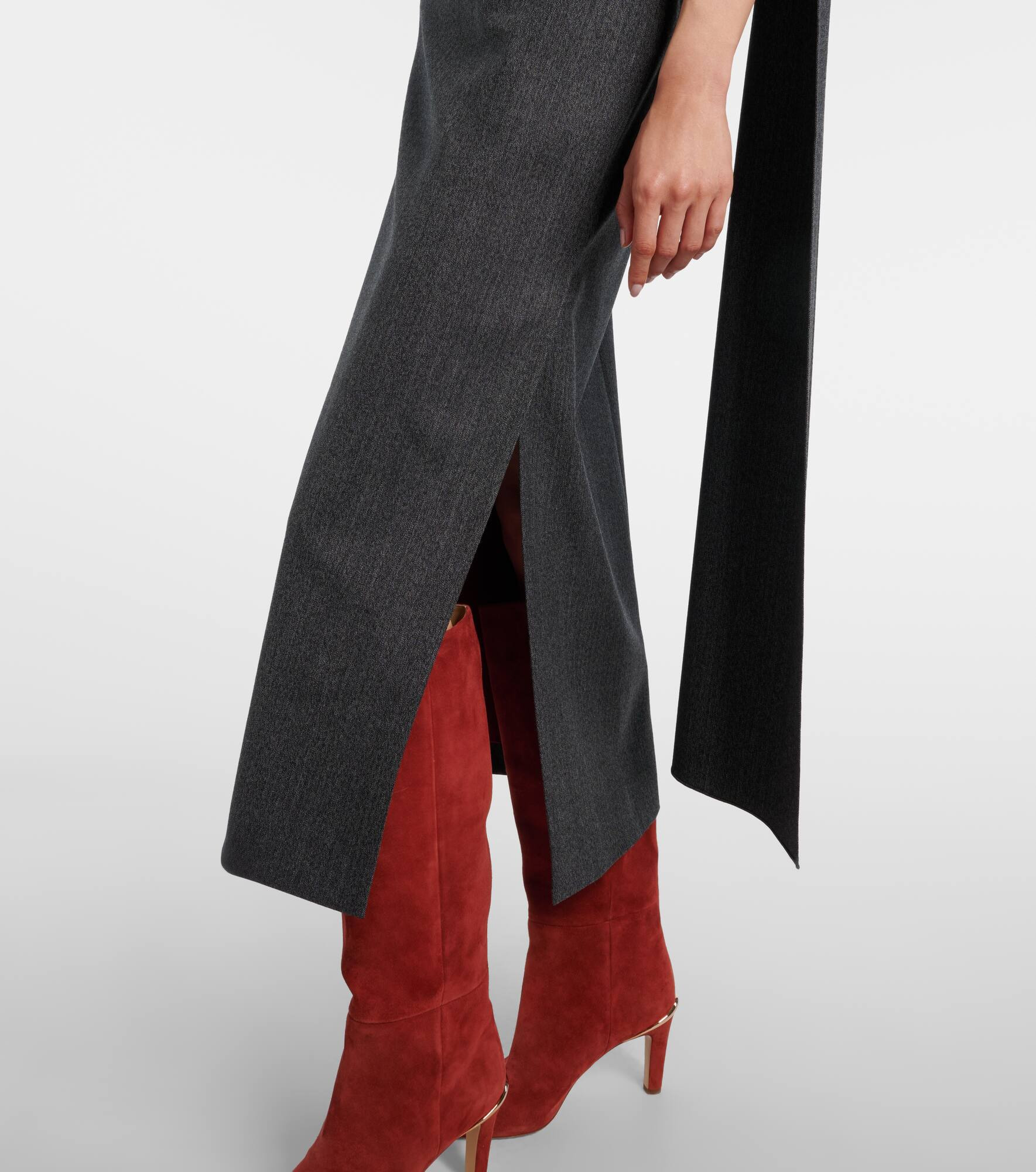 Maite herringbone draped midi dress - 5
