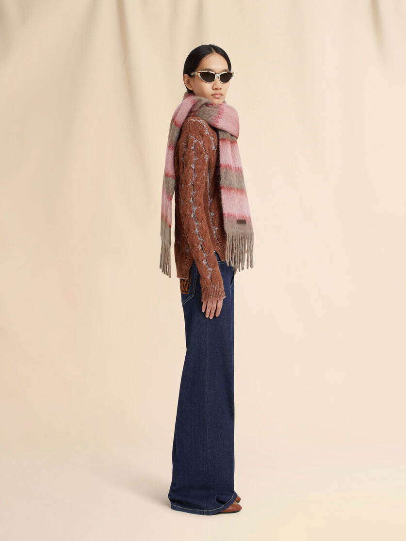 PINK WOOL-BLEND SCARF WITH STRIPED PATTERN - 2