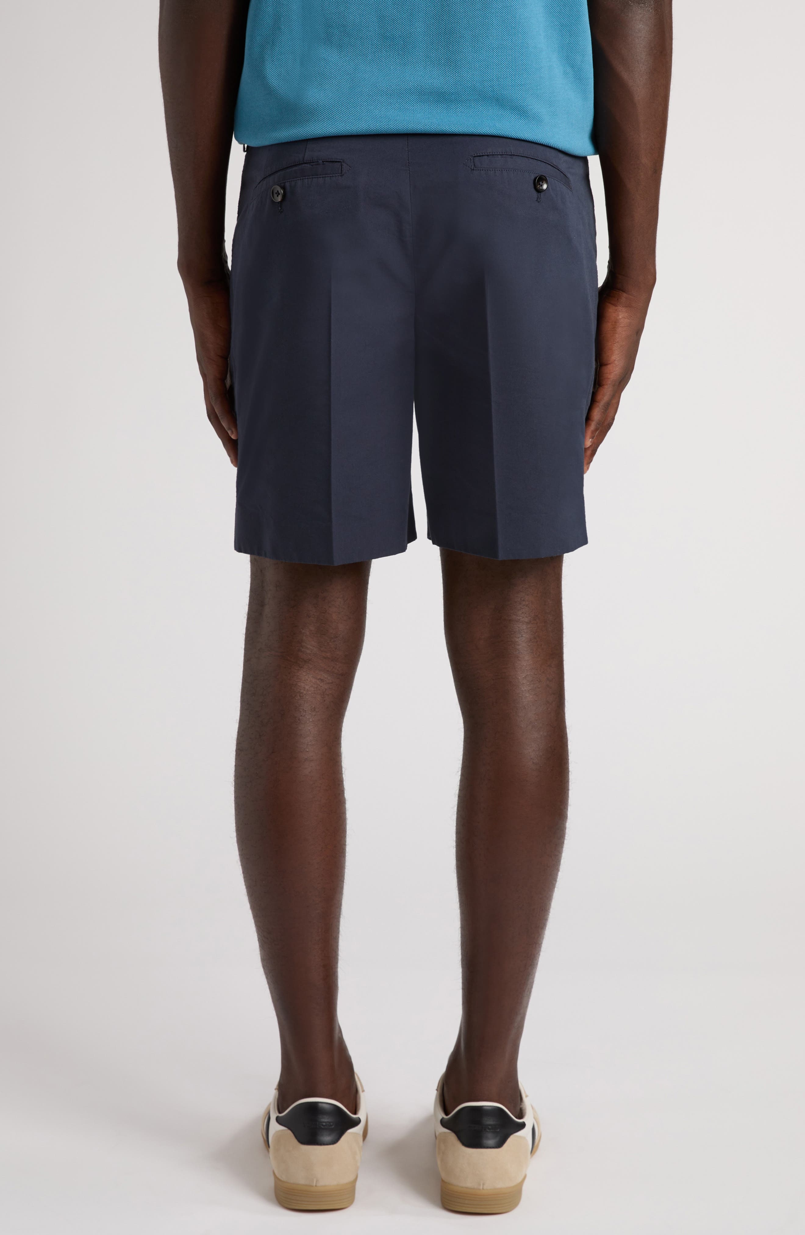 TOM FORD Fluid Pleated Cotton & Silk Poplin Shorts in Hb825 Navy at Nordstrom - 3