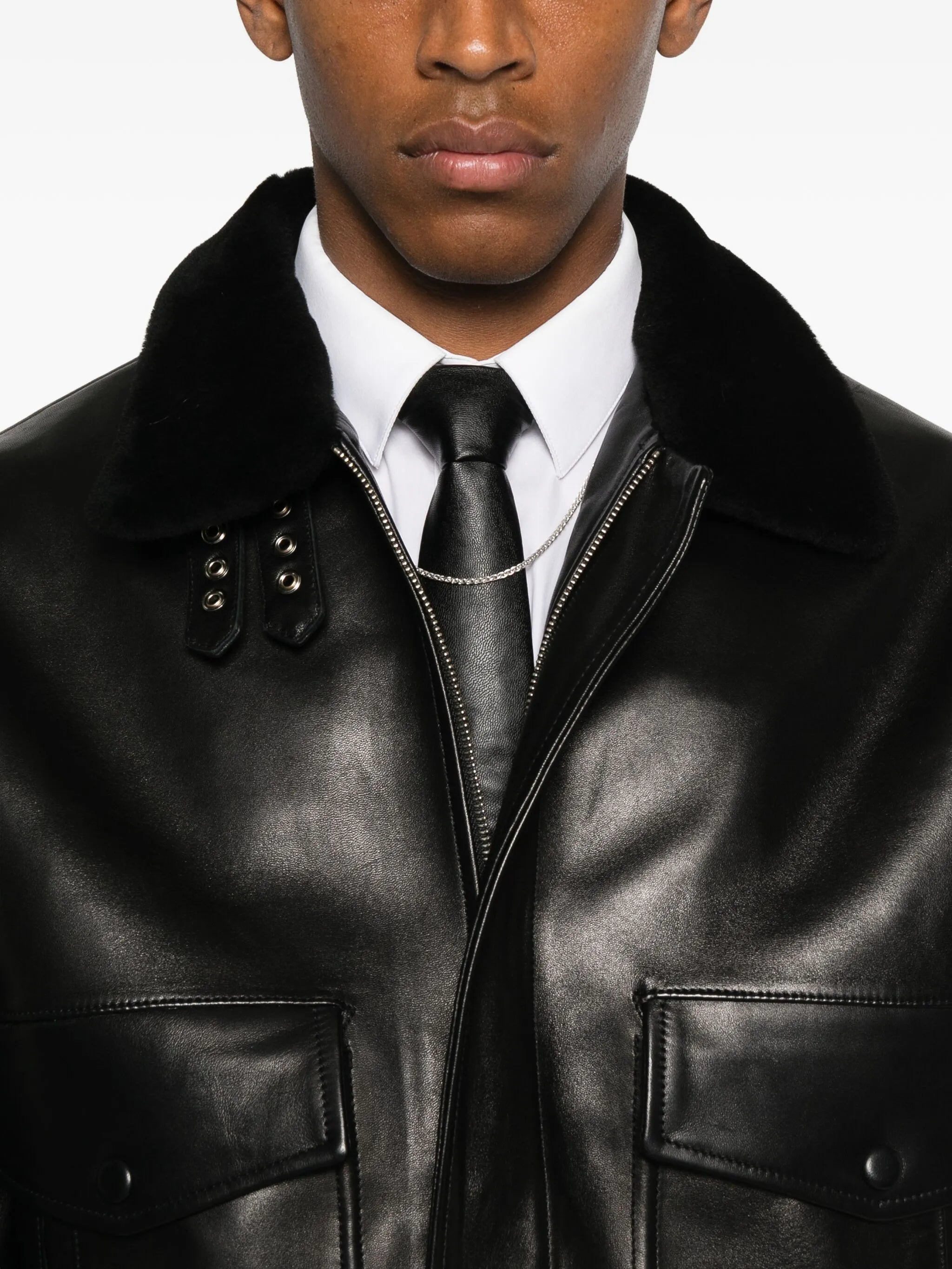 Ernest W. Baker Flap-pocket Leather Jacket - 4