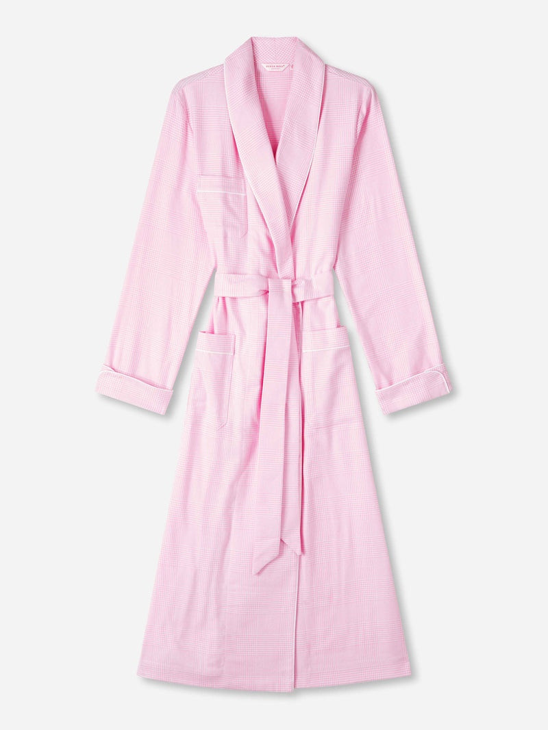 Women's Long Dressing Gown Kelburn 32 Brushed Cotton Pink 1