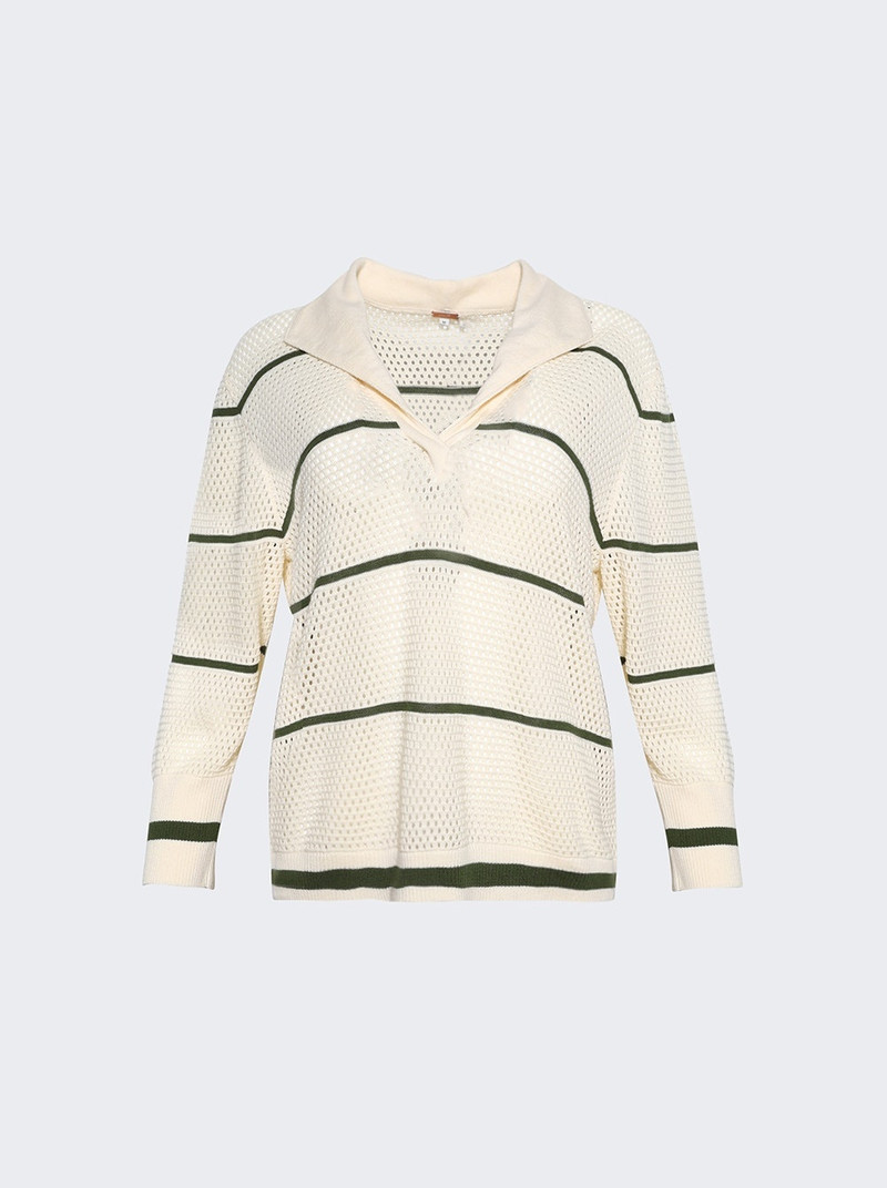 Poca Vela Top Ecru And Green 1