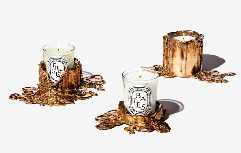 Medium gold bronze candle holder - For classic candles 3