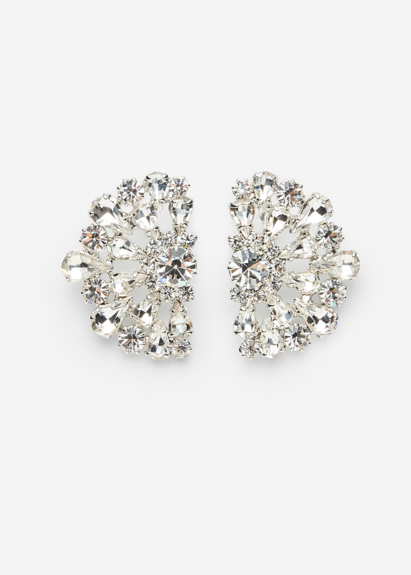 Crystal rosette stud earrings in silver 1