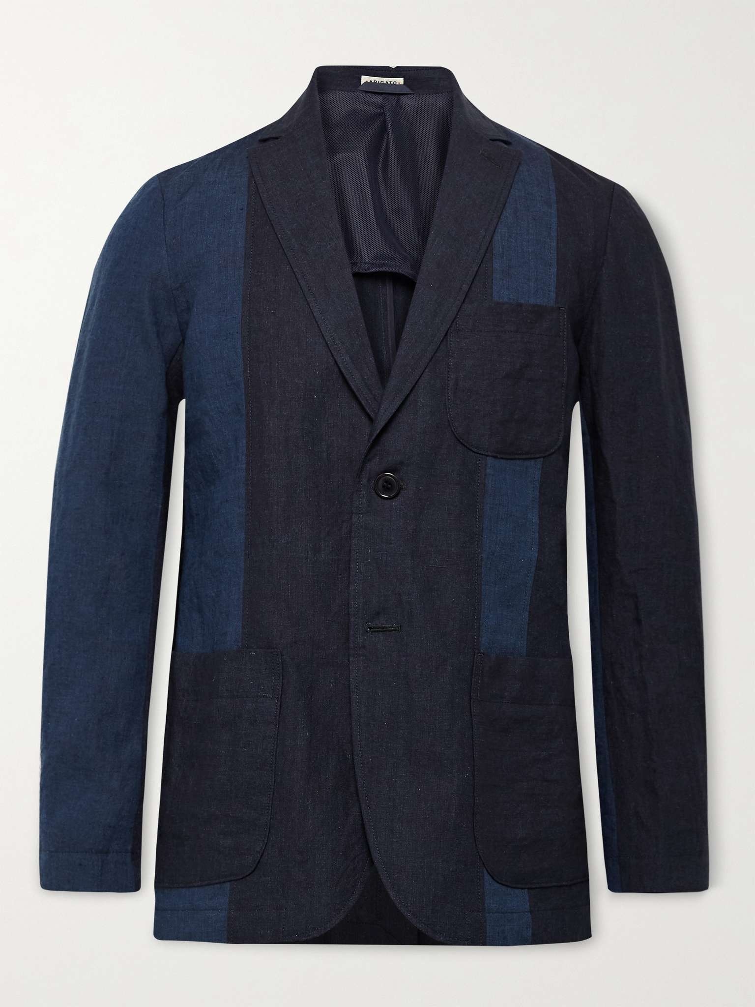 Slim-Fit Unstructured Panelled Indigo-Dyed Linen Blazer - 1