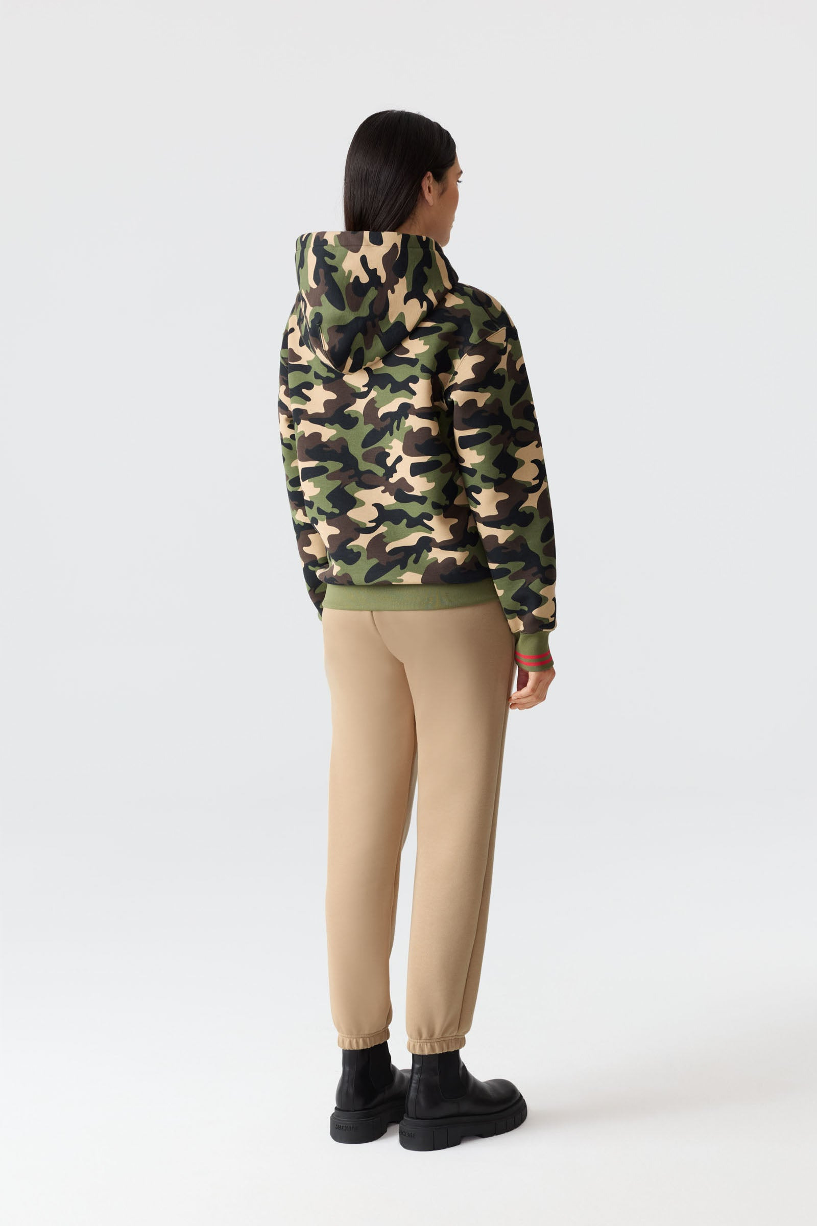 KRYSTIANA-CAMO Double-Face Jersey Hoodie with Camo Print - 4