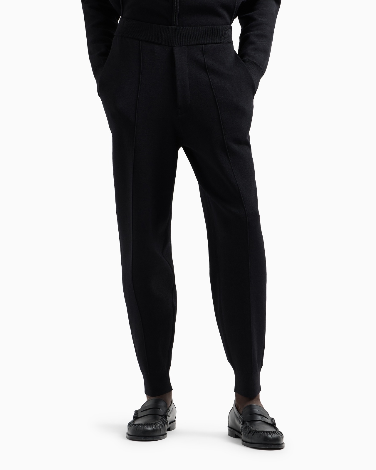 PLAIN-KNIT JOGGERS WITH FRONT RIBS - 2