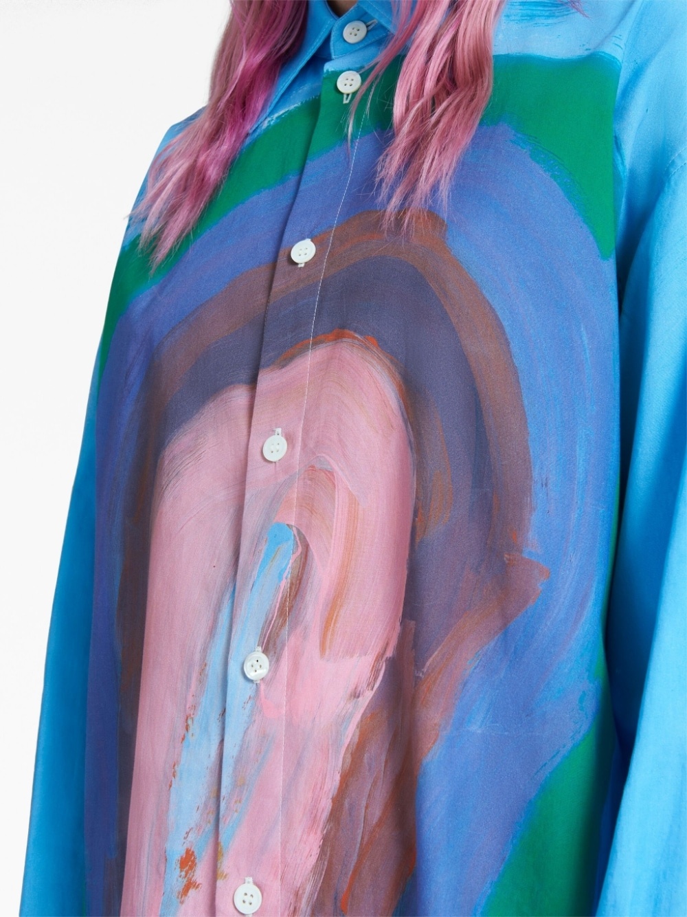 painted-design shirt dress - 5