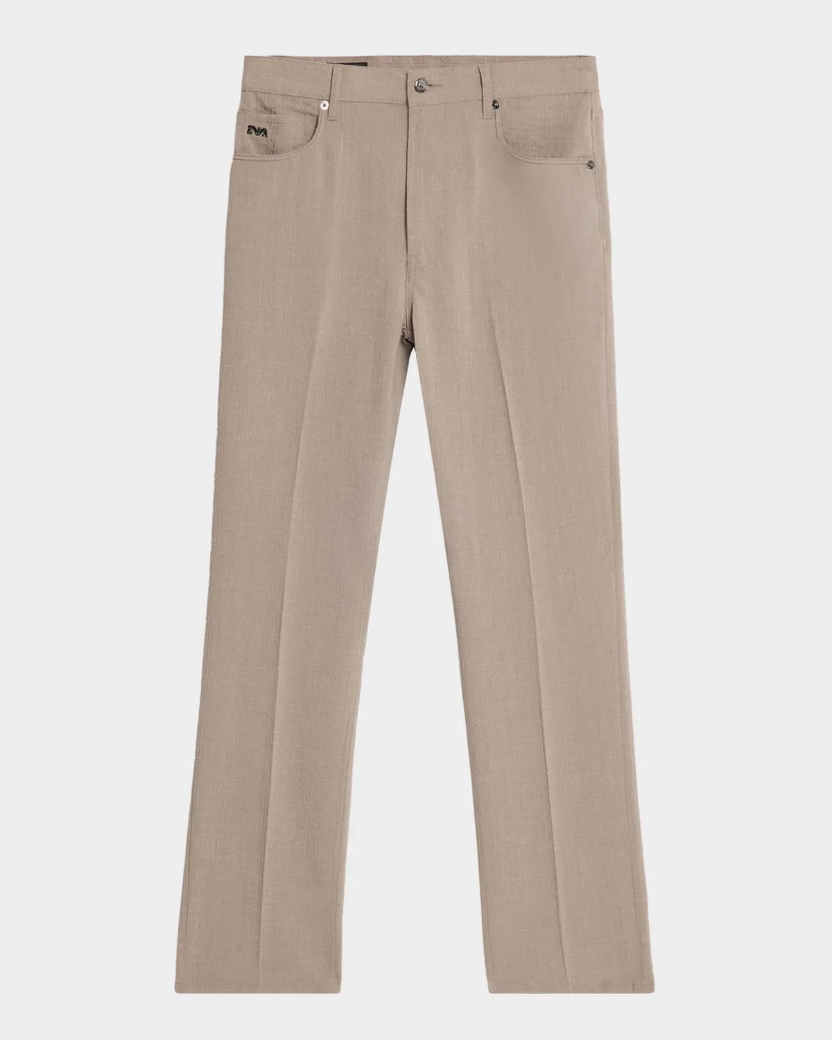 Seersucker Mid-Rise Straight-Leg Pants - 1
