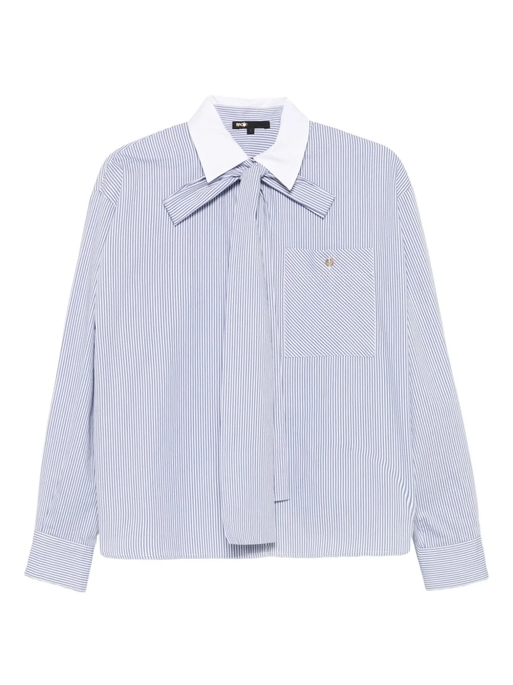 striped tie-neck shirt - 1