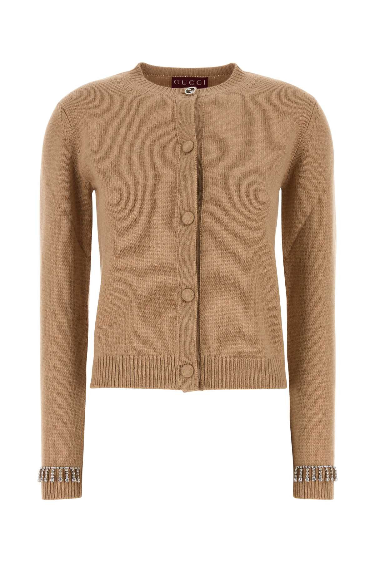 Gucci Women Camel Wool Blend Cardigan - 1