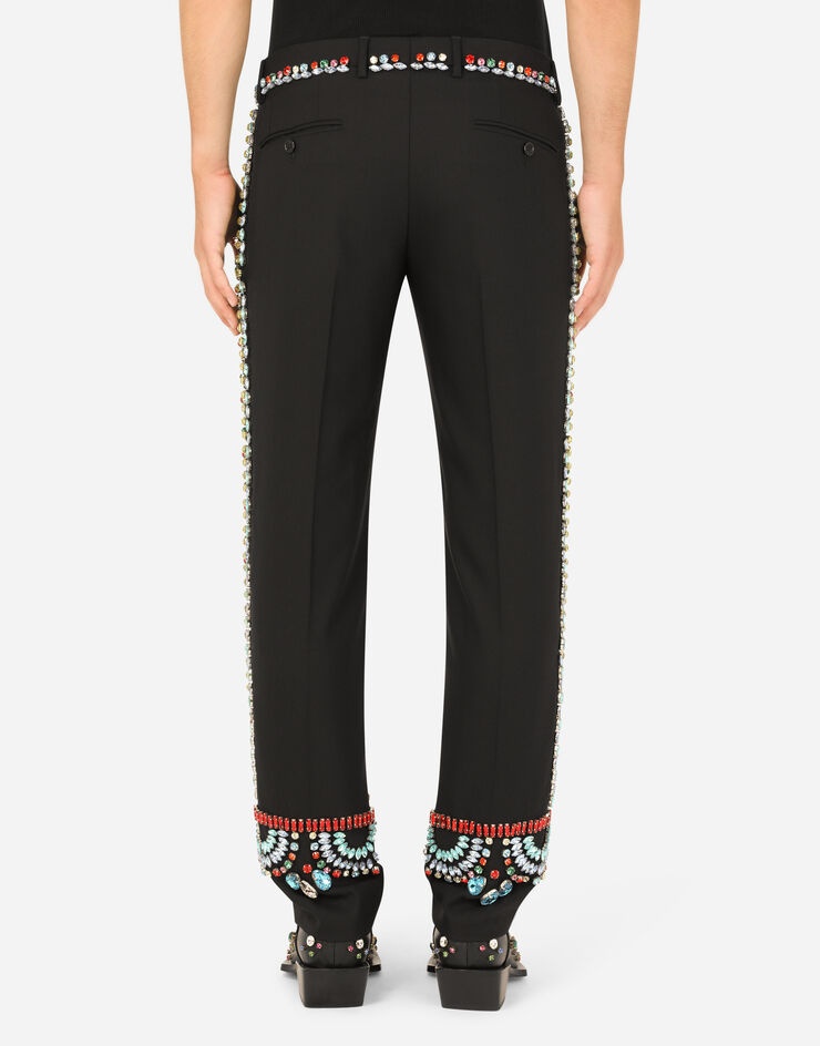 Stretch wool pants with crystal embellishment - 2