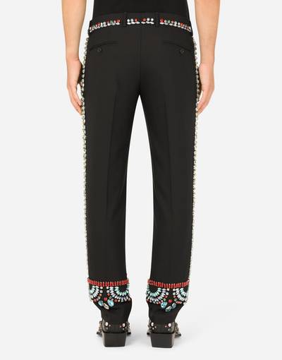 Dolce & Gabbana Stretch wool pants with crystal embellishment outlook