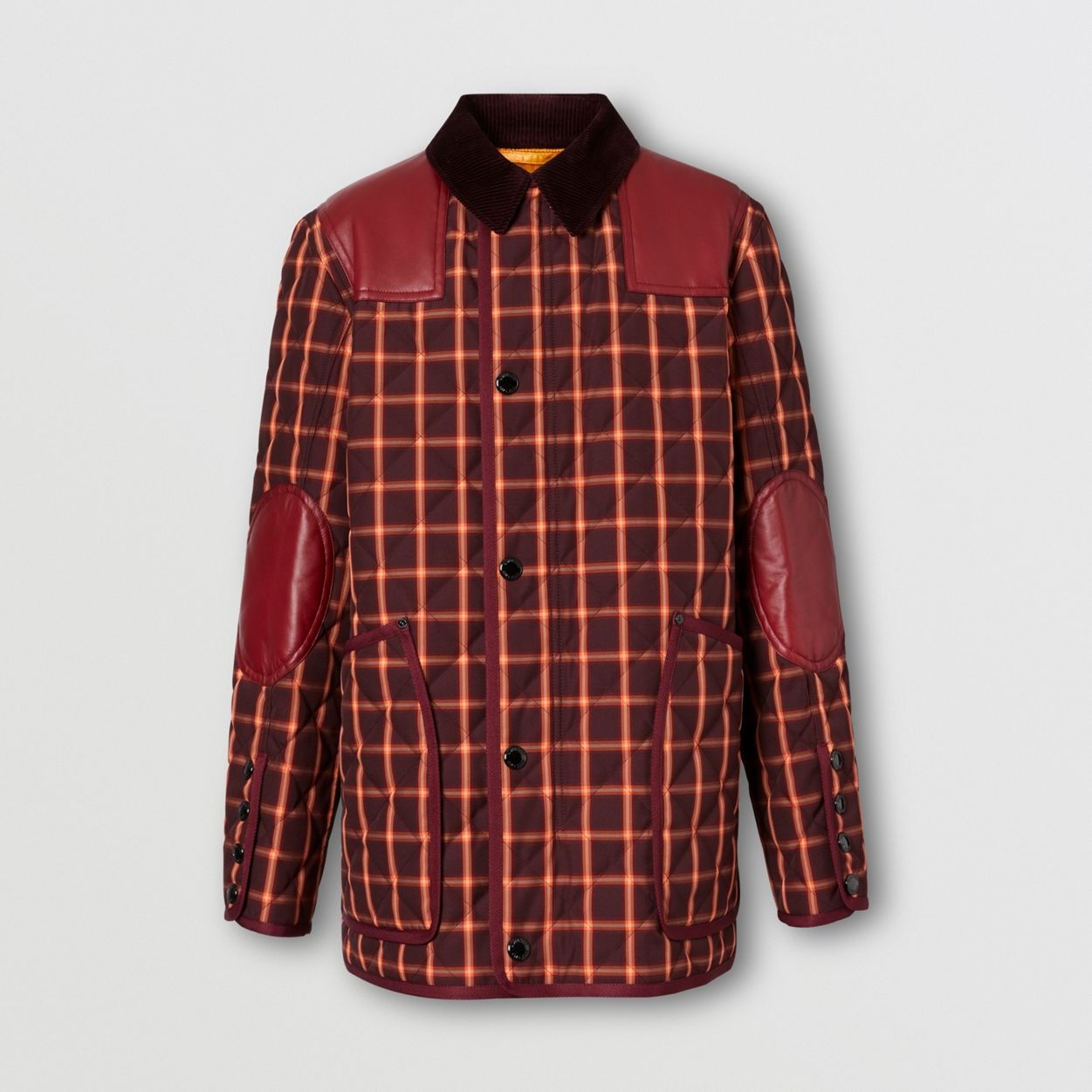 Lambskin Trim Check Technical Cotton Barn Jacket - 1