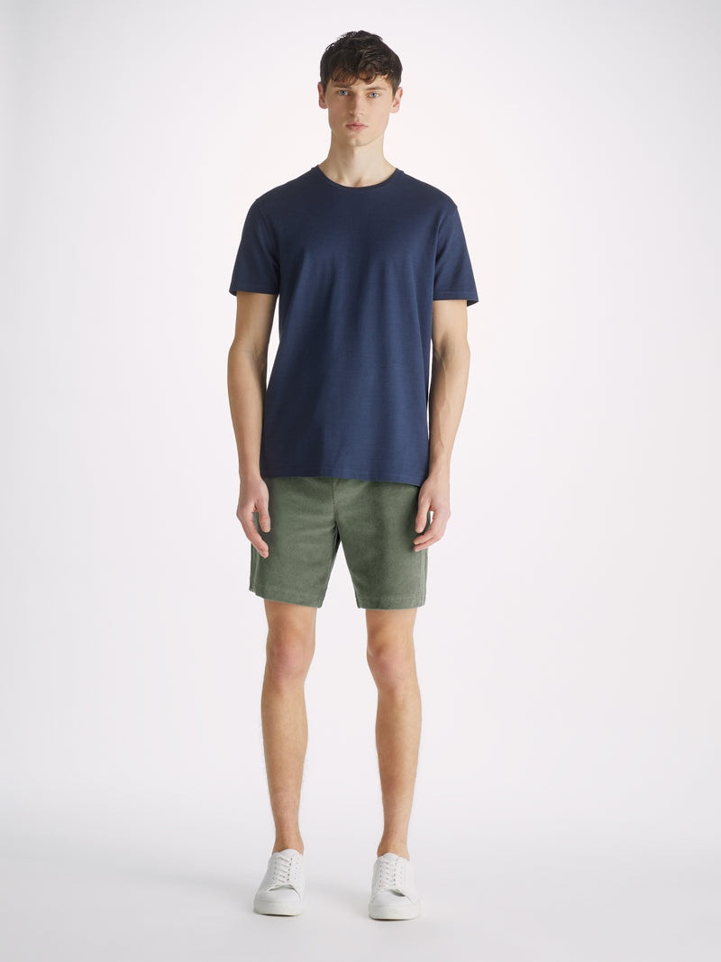 Derek Rose Men's Towelling Shorts Isaac Terry Cotton Soft Green outlook