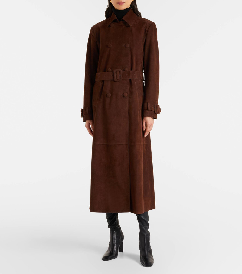 NOUR HAMMOUR Tate suede trench coat outlook