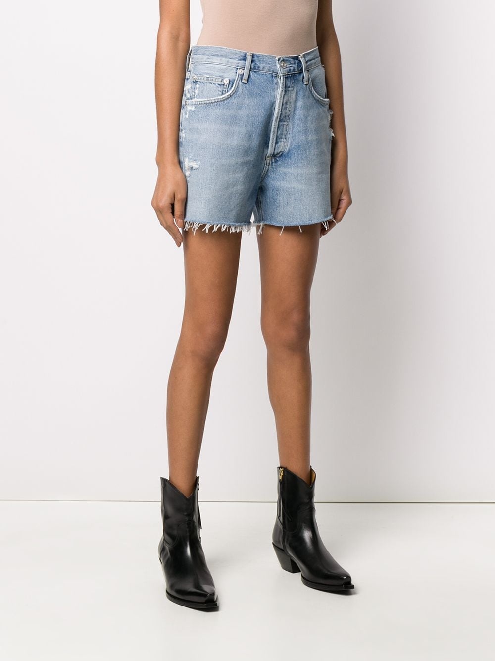 distressed denim shorts - 3
