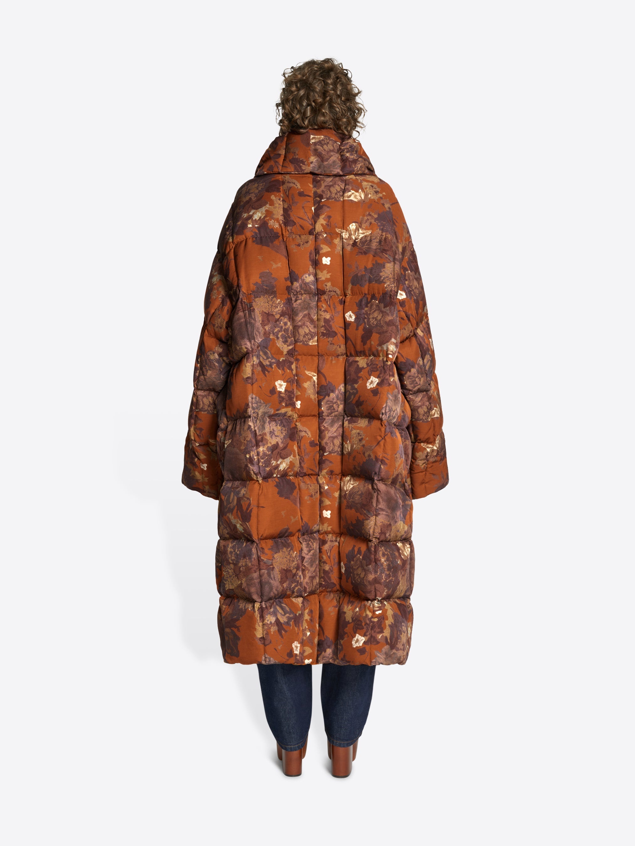 FLORAL PUFFER COAT - 4