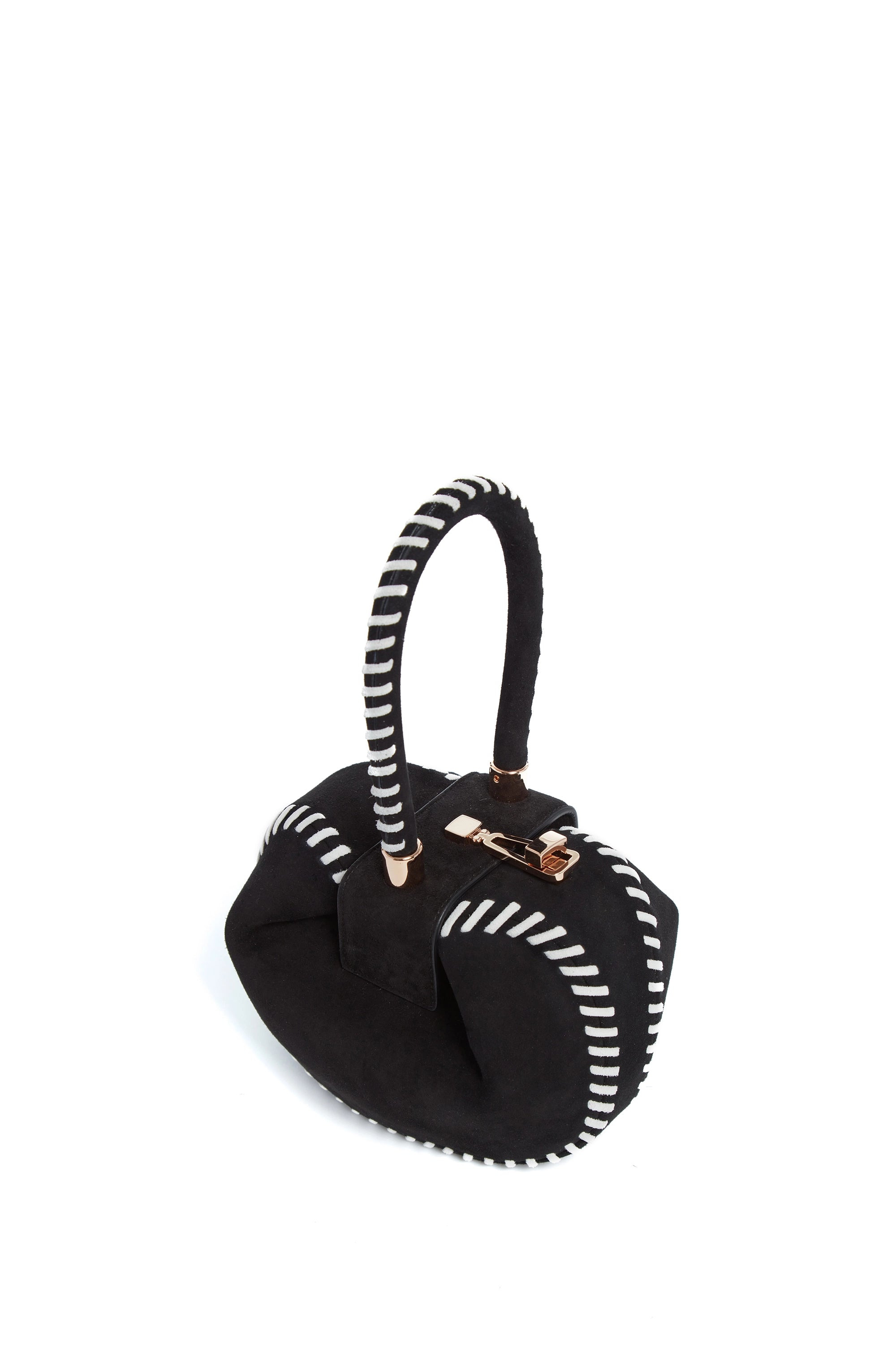 Whipstitch Demi Bag in Black Suede - 3