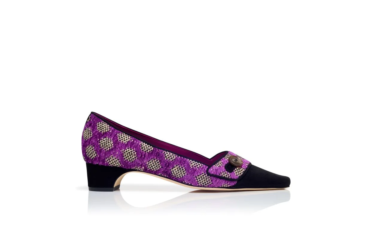 Multicoloured Chenille and Raffia Pumps - 1