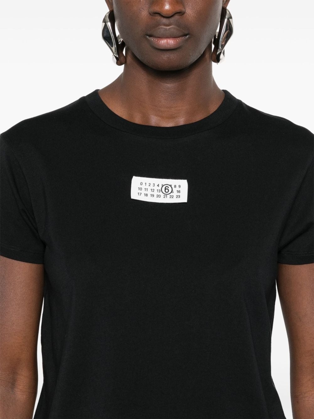 numbers-patch cotton T-shirt - 5