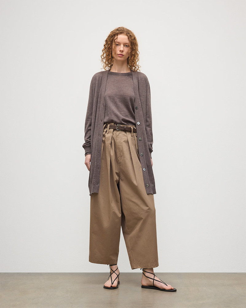 Johnstons of Elgin Elise Light Brown Long Superfine Cashmere Cardigan outlook