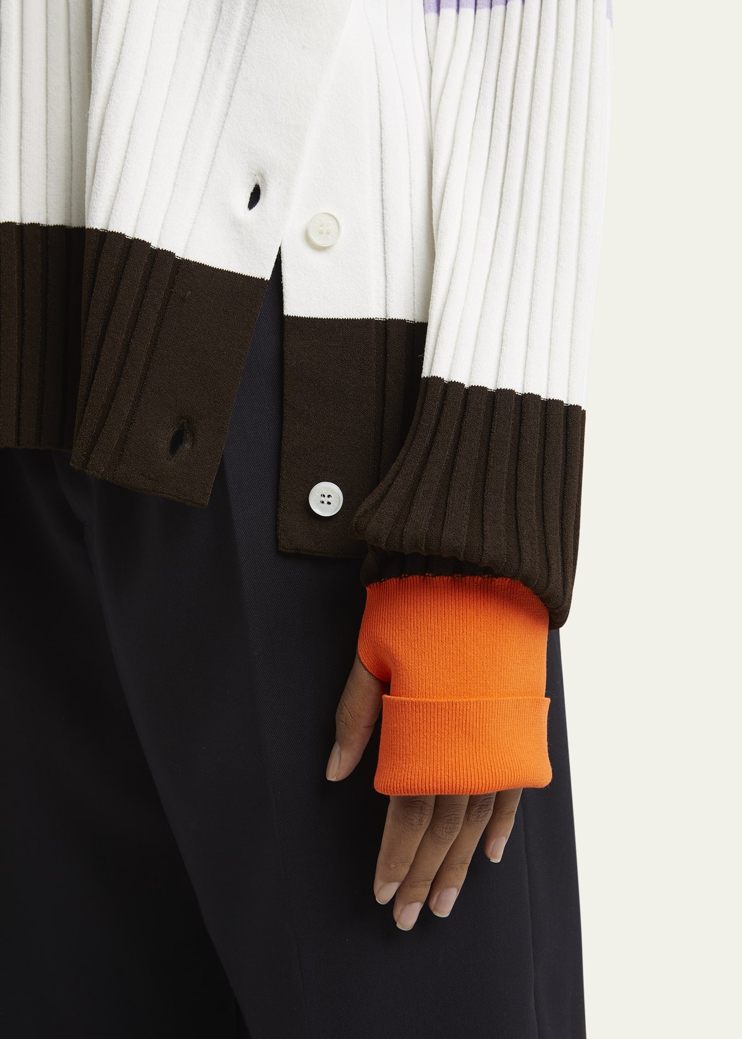 Detachable Ribbed Button Sweater - 5