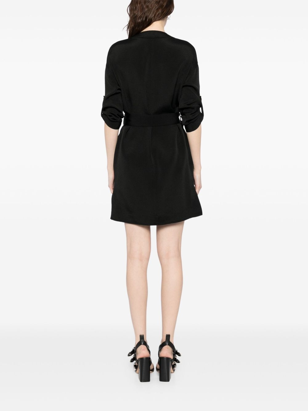 textured belted mini shirt dress - 4