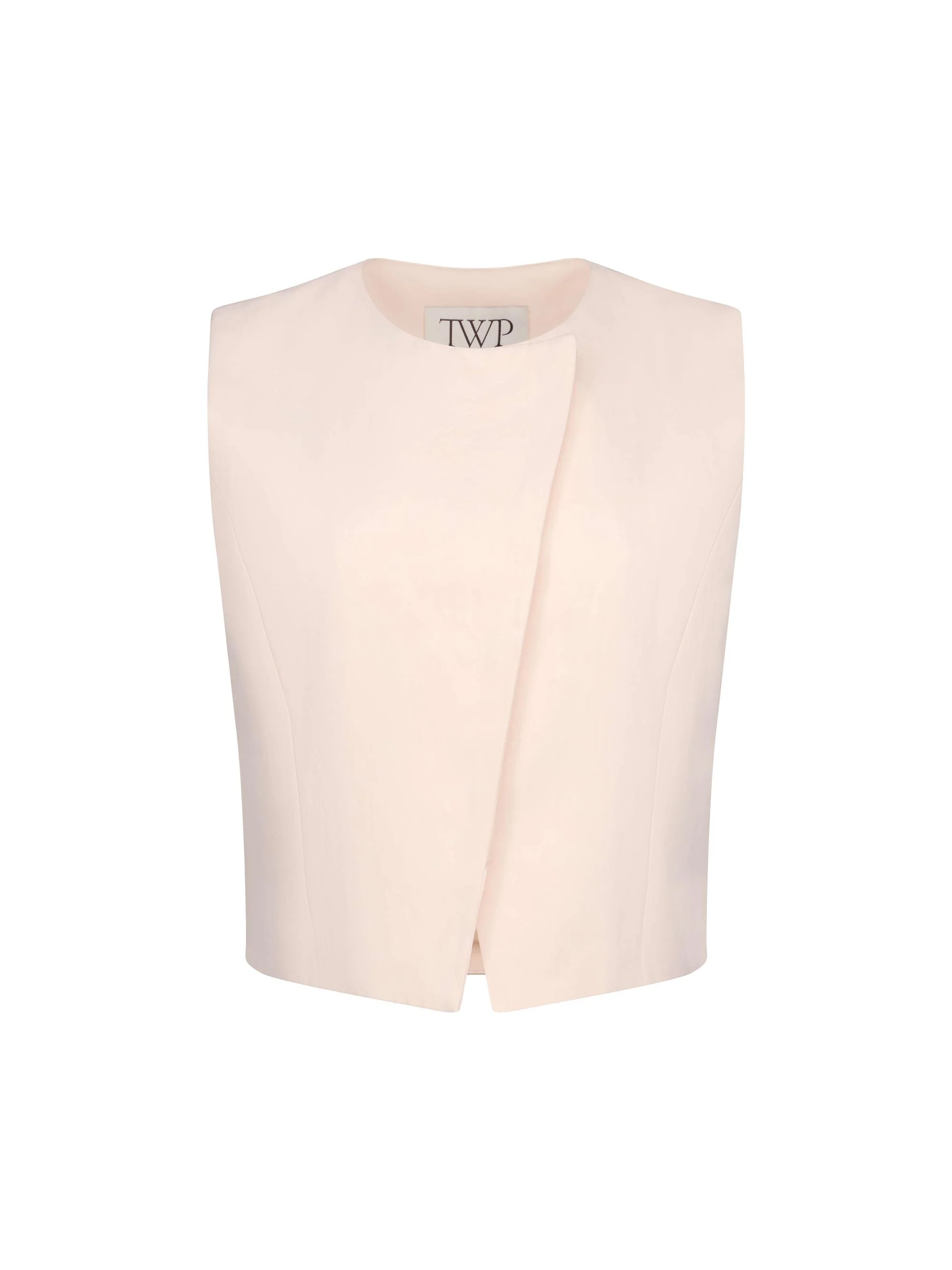 Women's Jewel Neck Asymmetric Placket Vest - Creme De Peche - 1