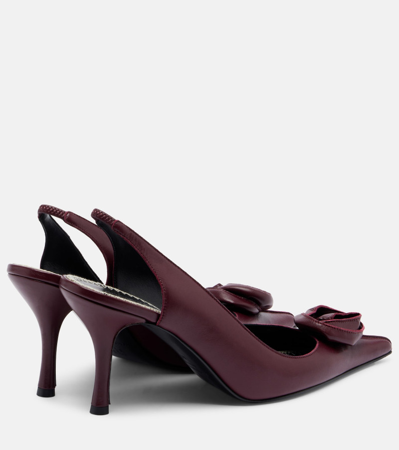 MAGDA BUTRYM Floral-appliqué leather slingback pumps outlook
