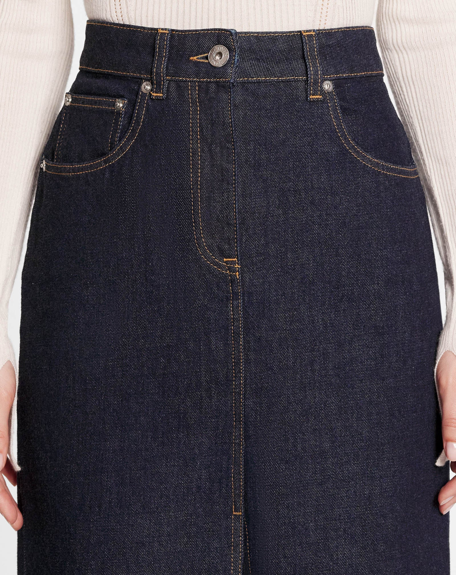 MID-LENGTH STRAIGHT DENIM SKIRT - 5
