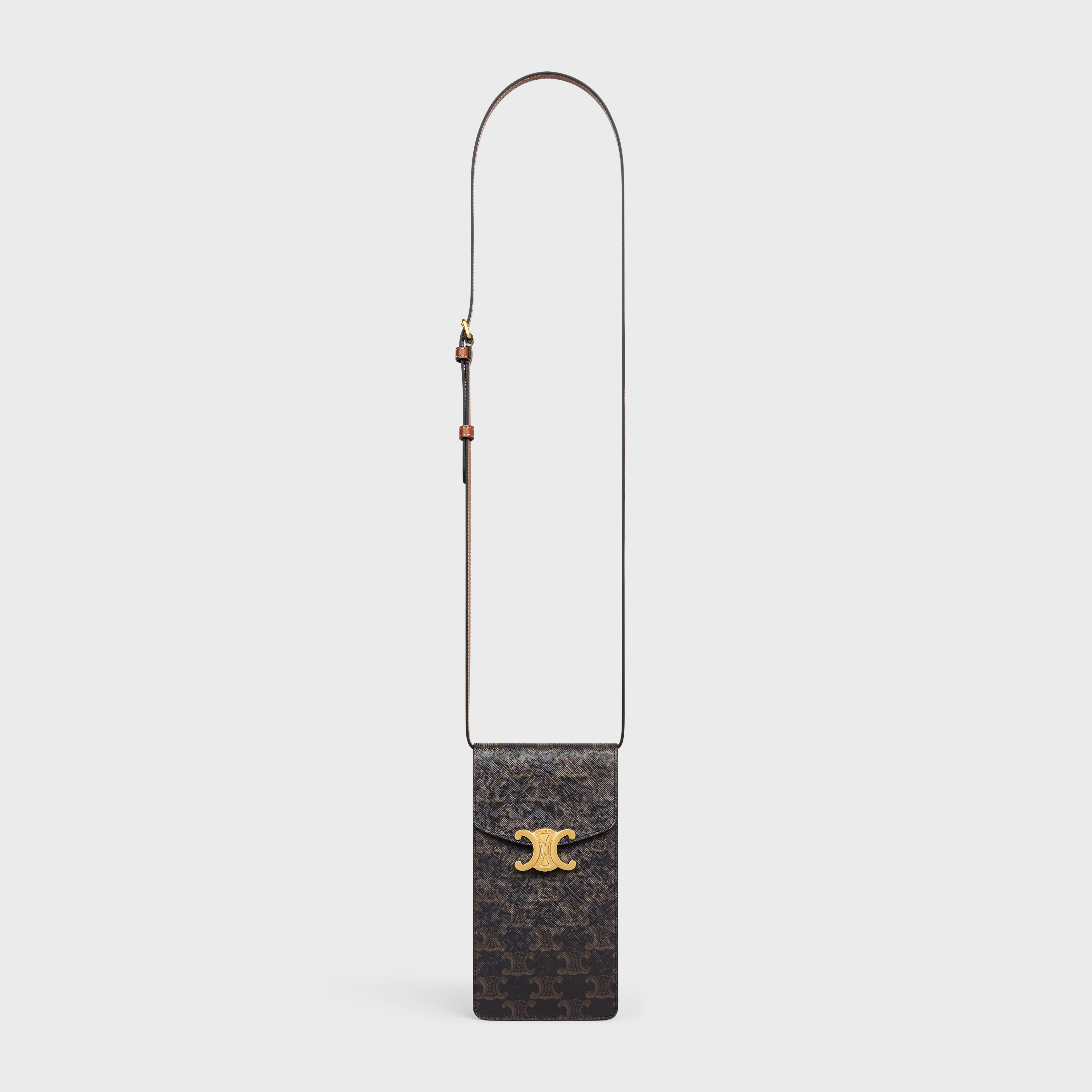 VERTICAL PHONE POUCH in TRIOMPHE CANVAS and calfskin - 4
