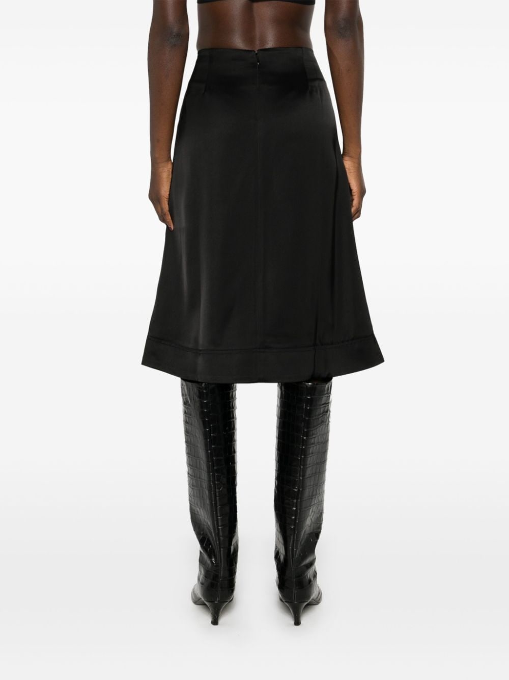 panelled satin midi skirt - 4