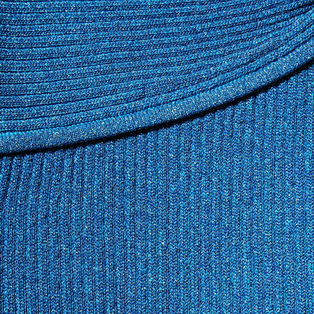 Blue Lurex Sweetheart Knit Midi Dress - 6