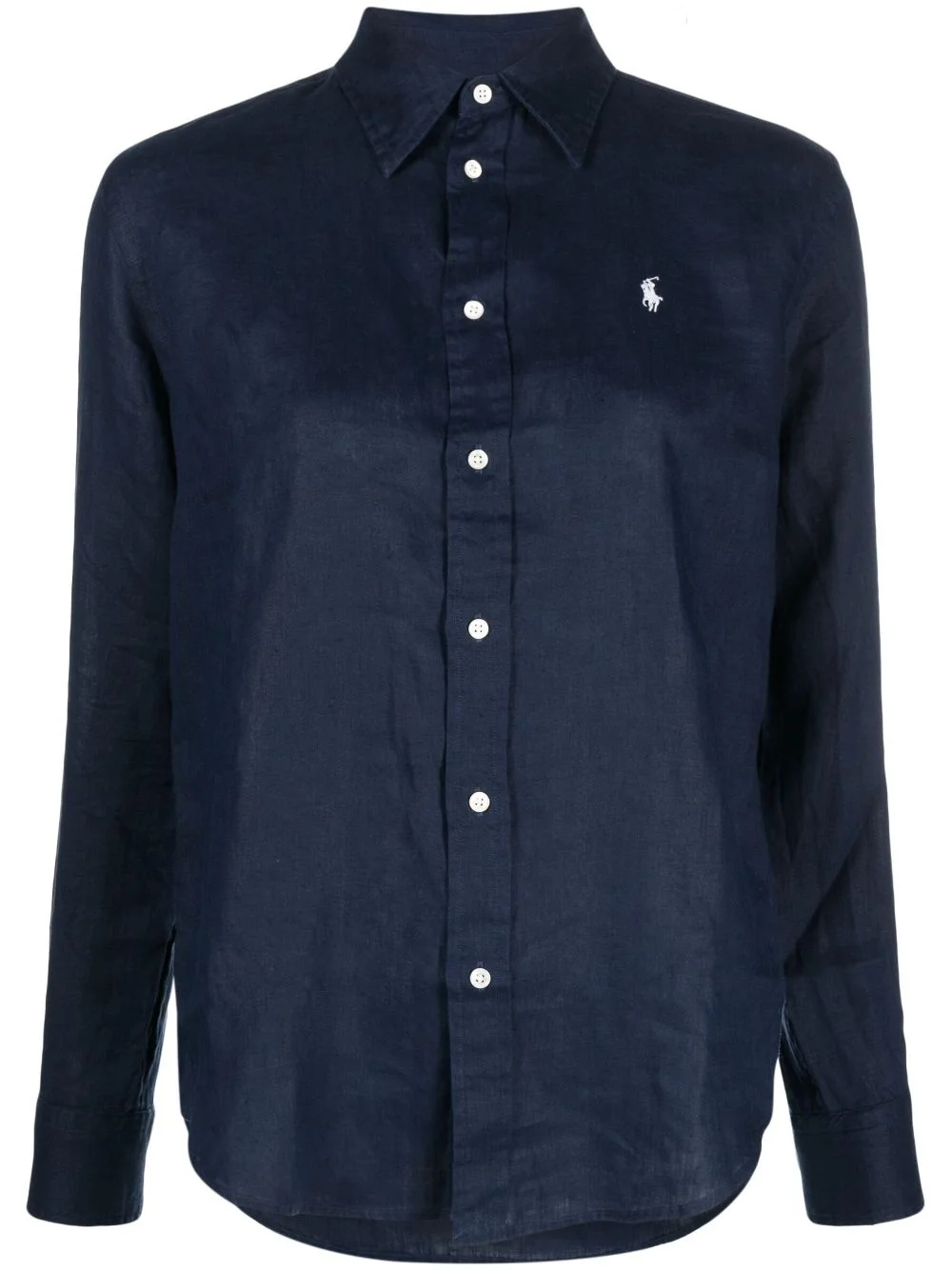 logo-embroidered linen shirt - 1