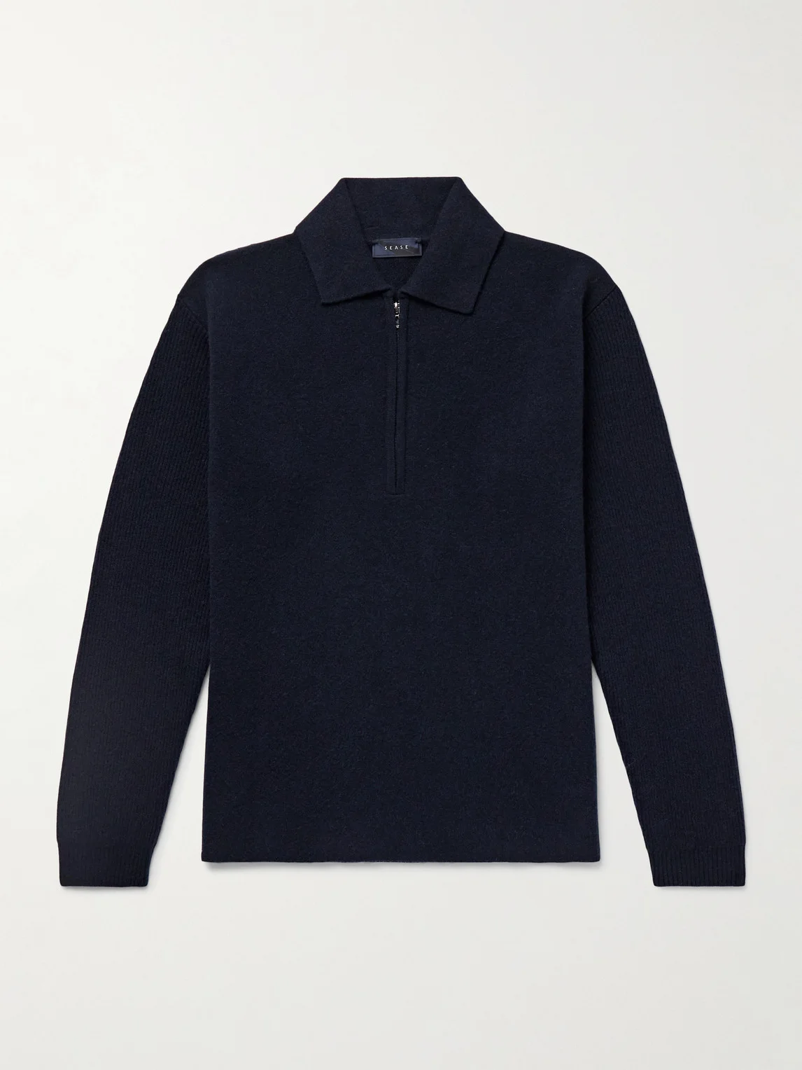 Virgin Wool and Cashmere-Blend Half-Zip Sweater - 1